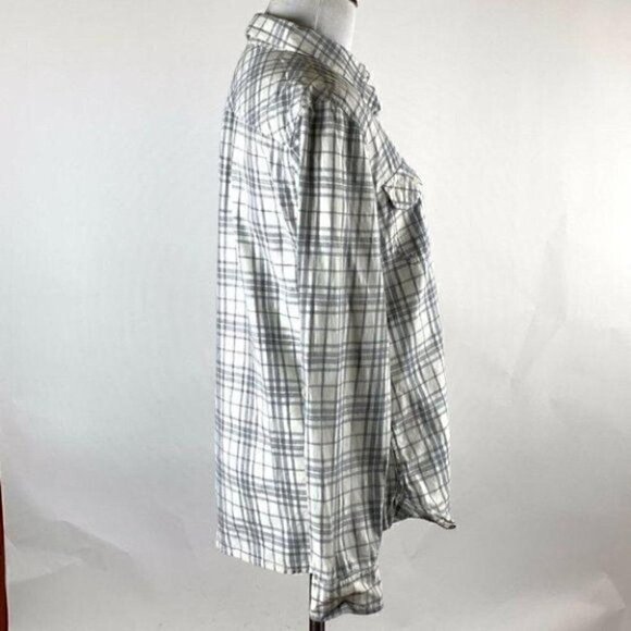 Talbots top size 8 gray white plaid flannel fall - Picture 3 of 9